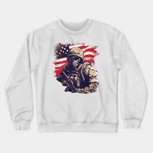 Skull American Soldier in Uniform Crewneck Sweatshirt